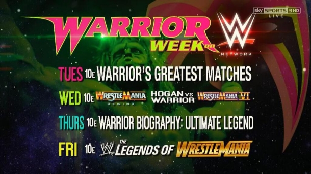 Warrior Week Schedule - WWE Network