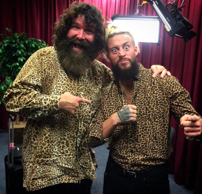 WWE - Mick Foley & Enzo Amore Backstage, Matching Leopard Print Shirts
